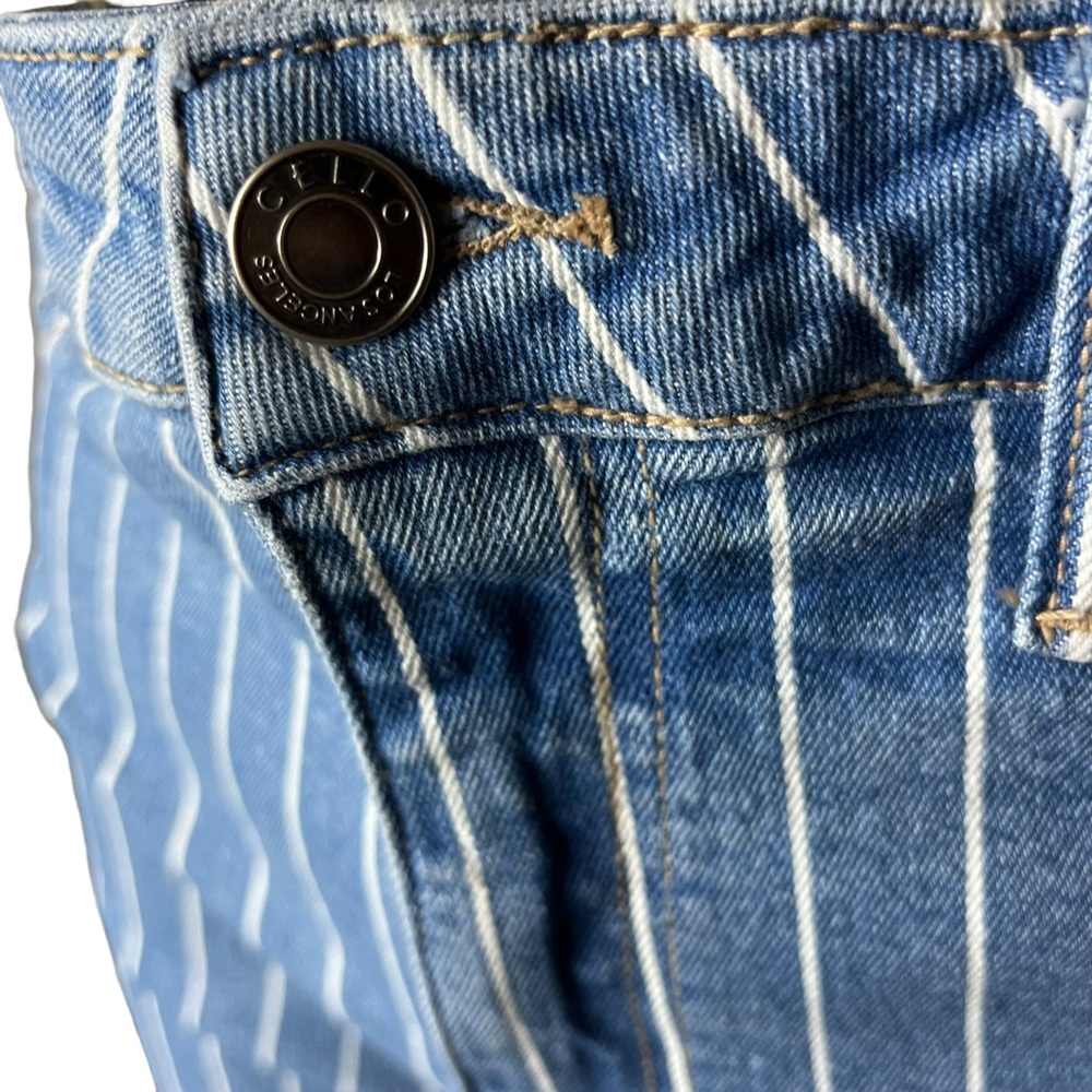Cello High-Waist Bell / Flare Jeans — Pin-Striped Denim size 13 - Picture 8 of 11